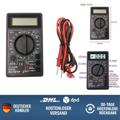 Digitalmultimeter Voltmeter Amperemeter Strom- und Spannungsmessgerät mit Dio... - Bild 1 von 4