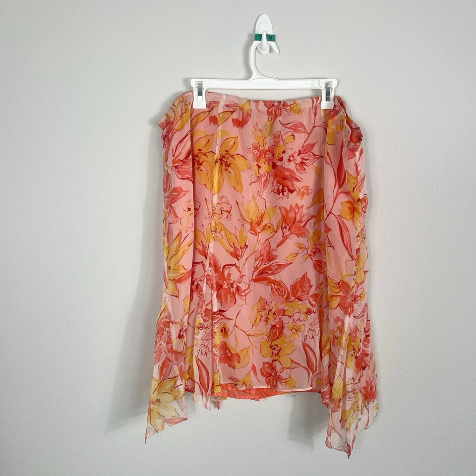 Vintage Y2K Midi 100% Silk Skirt Size 22W Fairy Boho Ethereal Floral Whimsical - Image 1 of 4