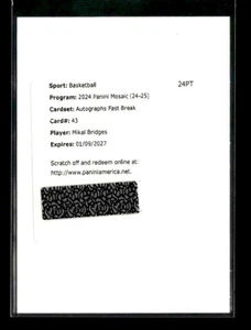 Mikal Bridges 2024-25 Panini Mosaic Basketball Auto Fast Break Redemption [mty11 - Picture 1 of 2