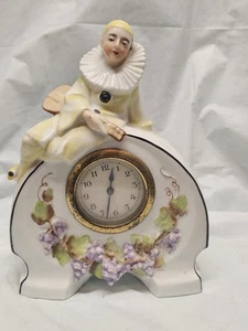 Antico orologio figura pagliaccio dama Pierrot Germania uva giullare - Foto 1 di 7