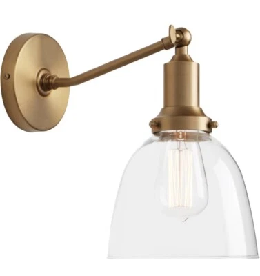 Lámpara de pared industrial vintage poste pendiente aplique loft luz de pared de vidrio transparente Foto 1 de 4
