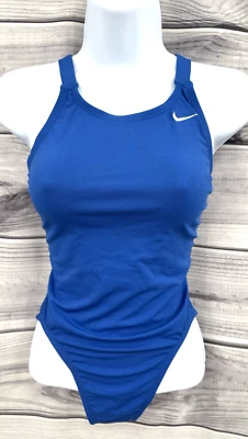 NIKE SWIM HYDRASTRONG FAST BACK RACERBACK ONE PIECE SWIMSUIT  Size 30 (4) BLUE - Image 1 of 4