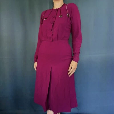 Vestido vintage años 40 lentejuelas ciruela púrpura Foto 1 de 4