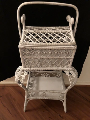 Victorian Wicker Sewing Basket On Stand Cover