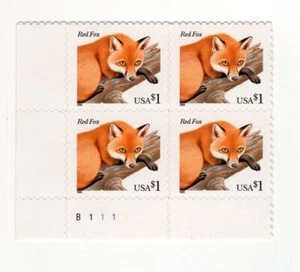 SC# 3036 - 1998 $1.00 Red Fox - Plate Block of 4 - Mint Never Hinged ST3253 - Picture 1 of 3