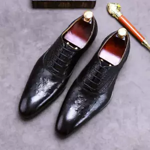 Men's Pointed Toe Low Heel Business Shoes Breathable Wear Resistant Artificial P - Picture 1 of 27