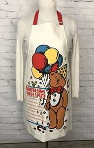 VTG Bialosky Birthday Apron Bear Balloons Good Reasons To Have A Party 1984 - Picture 1 of 6