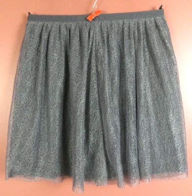 SK17612- NUEVO CON ETIQUETAS ISAAC MIZRAHI Mujer Nylon Malla Metálica Línea A Falda Forrada Gris 16 Foto 1 de 4