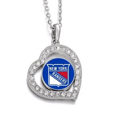 New York Rangers NY Womens Sterling Silver Link Chain Necklace With Pendant D19 - Image 1 of 4