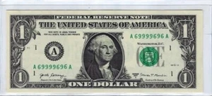 US $1 FRN,Fancy SN 69 996 96,XF + Gift! FNB8 - Picture 1 of 3
