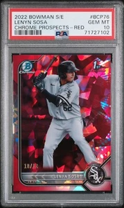 2022 1st Bowman Chrome Sapphire Lenyn Sosa Red Refractor /10 White Sox PSA 10 - Picture 1 of 2