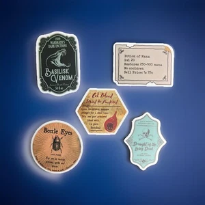 Retro Witchy Halloween Apothecary Bottle Potion Labels (5 Sticker Pack) U - Picture 1 of 6