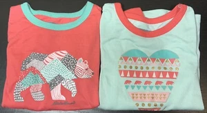 Eddie Bauer Pajama Shirt Girls S Bear Heart Long Sleeve Graphic Print Lot Of 2 - Picture 1 of 11