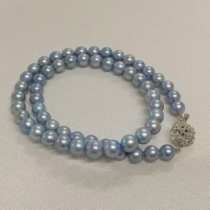 Akoya blau graue Perle Hergestellt in Japan Meerwasser SV Halskette 7-7,5 mm 16,7 Zoll Neu - Bild 1 von 10