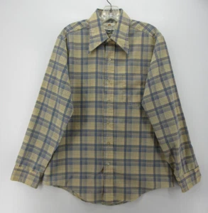 VINTAGE Fruit of the Loom Shirt Men Medium Yellow 70s Button Down Dagger Collar - Picture 1 of 9