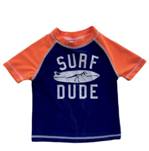 Top Rashguard Carters Surf Dude blu arancione bambino ragazzo ragazza unisex taglia 18 mesi - Foto 1 di 5
