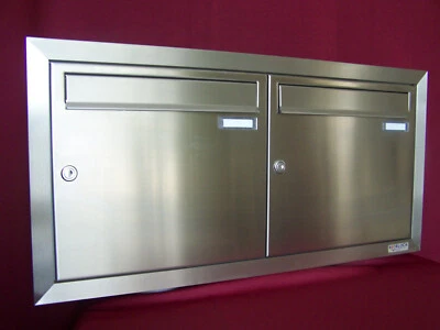 Unterputz Doppel-Briefkasten Edelstahl Mauer Wandeinbau 2er Tiefe 100 UPH15-BB - Bild 1 von 4
