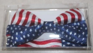 American Flags All Over A 100% Poly PRE-TIED BOW TIE w Gift Box - Picture 1 of 4