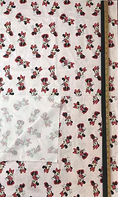 Disney Springs Creative Minnie Mouse Dot Dress on Pink Cotton Fabric 1 1/2 Yards - Image 1 of 4