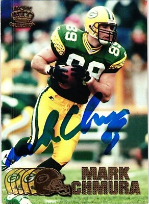 #144 Mark Chmura Signed 1997 Pacific NFL Football Card AUTO Packers - Image 1 of 2