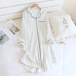 Women's 100% Gauze Cotton Long Sleeve Nightgown Nightwear Sleepwear/Sleep Dress - Picture 1 of 13