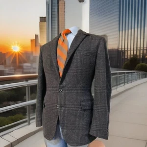 Polo Ralph Lauren Wool Gray Plaid Unconstructed Men’s Hacking Jacket 46 R - Picture 1 of 9
