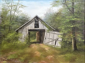 MILLIE WARNICK DIPINTO A OLIO ORIGINALE VINTAGE FIRMATO BROWN COUNTY, IN PAESAGGIO - Foto 1 di 5