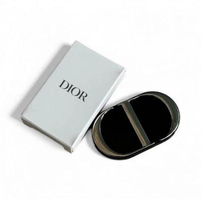 DIOR BEAUTY CD Logo Dual Mirror Phone Ring Metal Holder Stand- 3M - Silver/Black - Image 1 of 4
