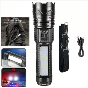 9000000lm Tactical LED Flashlight Zoom Rechargeable Shoulder Work Light Torch - Picture 1 of 21