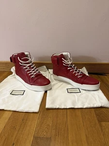 Gucci Red Guccissima High Top Sneakers Never Worn Size 11.5 Mens - Picture 1 of 15