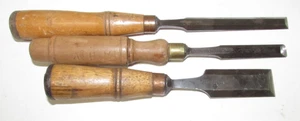 3 antike Buck Bros Holzschnitzbeitel 1" & 1/2" & 1/2" - Bild 1 von 4