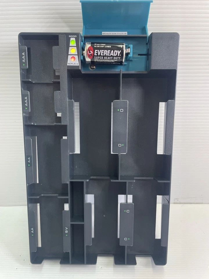 Battery Storage Box Caddy Tester For Home & Workshop Mountable D C AA AAA 9V - Image 1 of 4