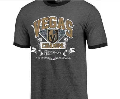 Vegas Golden Knights Majestic Threads Stanley Cup Champions Ringer TShirt XL NWT - Image 1 of 2