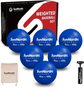 NUEVO SunNordic Juego de 6 Béisbol Entrenamiento de Lanzamiento Pesado 16 Oz - Imagen 1 de 6