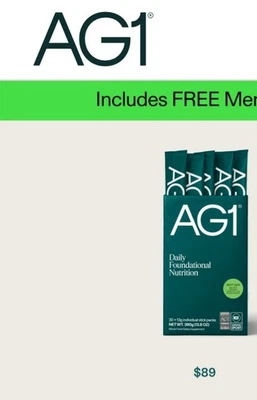AG1 DAILY NUTRITION Nova Fórmula com Probióticos 30 Pacotes de Viagem 05/2026-12/2025 - Imagem 1 de 2