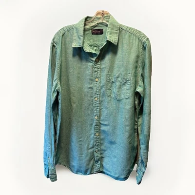 Gap Hombre Algodón Lino Verde Turquesa Abotonada Manga Larga Mediana Primavera Verano Foto 1 de 4