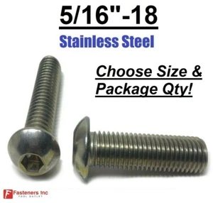 5/16-18 Button Head Socket Cap Screw Allen Bolt 18-8 Stainless Steel CHOOSE SIZE - Picture 1 of 2