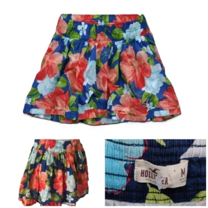 Y2k Hollister Micro Mini Skirt M Tropical Floral Blue Orange green Skater Vtg - Picture 1 of 11