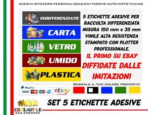 SET OF 5 ADHESIVES SEPARATE COLLECTION TRASH CAN STICKER PVC PRINT - Picture 1 of 1