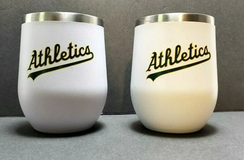 MLB Oakland Athletics 12 Ounce Metal Wine Tumblers (2) Cover
