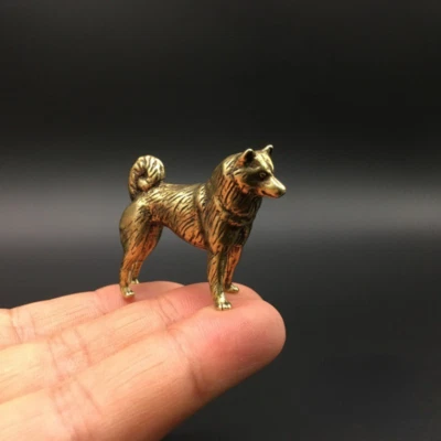 Mini lindo perro estatuilla de latón esculturas estatua artesanía regalo decoración del hogar Foto 1 de 4