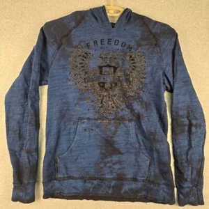 Felpa con cappuccio grafica Affliction reversibile Freedom Defender bandiera americana militare M - Foto 1 di 9