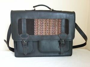 Vintage Office Briefcase Shoulder Mens Black brown Satchel Messenger Bag