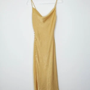 Zara Cowl Neck Button Satin Midi Slip Dress Womens Size XS - Picture 1 of 9