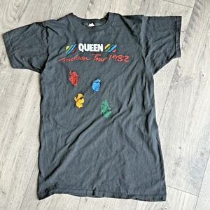 Vintage 1982 Queen Tour White Screen Stars Tag T-Shirt Freddie Mercury Mens L - Picture 1 of 8