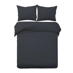 Giselle Cotton Quilt Cover Set Queen Size Bed Duvet Doona Covers Hotel Black - Picture 1 of 6