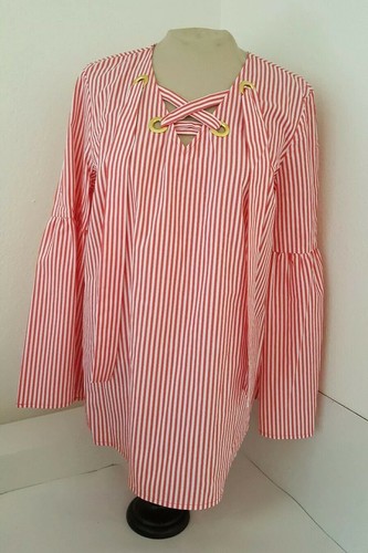 Michael kors occhiello a righe corallo stringato stile manica a campana Qh74lk09ky taglia L