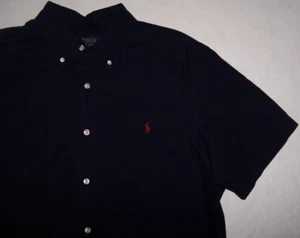 NWT Polo Ralph Lauren NAVY BLUE Garment-Dyed Oxford Shirt Men's 3XB WINE PONY - Picture 1 of 3