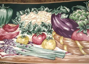 WALLPAPER BORDER Veggies Vegetables Farm Stand Emerald Green BREWSTER 6094 NIP - Picture 1 of 2