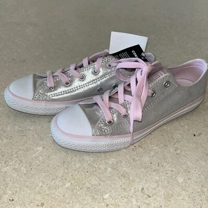 Neu silber & rosa Converse Schuhe Jugend Mädchen 3 - Bild 1 von 4